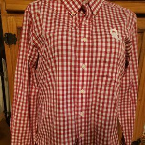OU red checked shirt mens XL Oklahoma Ohio